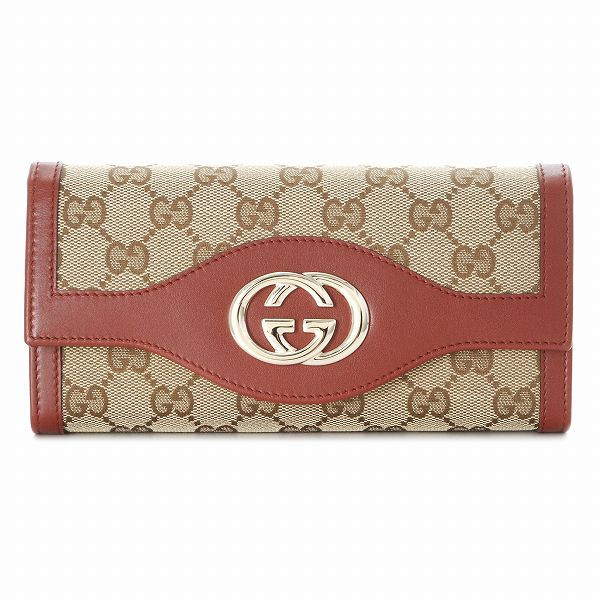 Authentic Gucci Interlocking G Continental Wallet 282426 Red